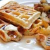scallion cheddar waffles with hash browns