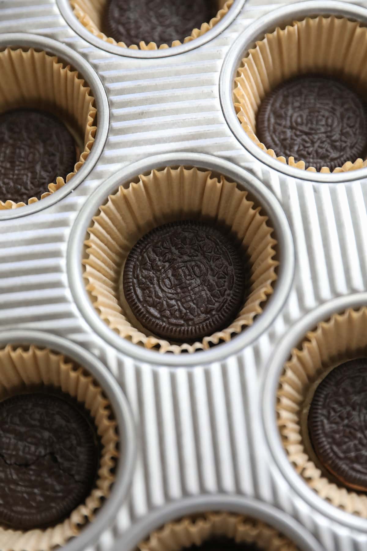 oreo cookies in muffin tins