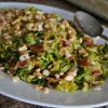 Sauteed Brussel Sprouts with Bacon and Cashews