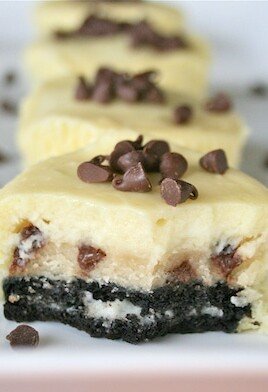 chocolate chip cookie dough filled oreo cheesecakes