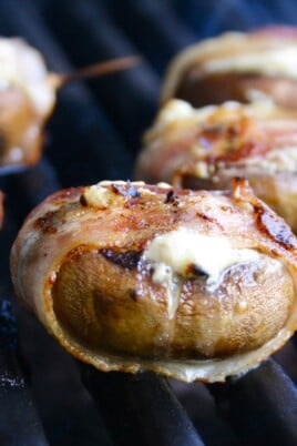 Blue Cheese Filled Bacon Wrapped Mushrooms
