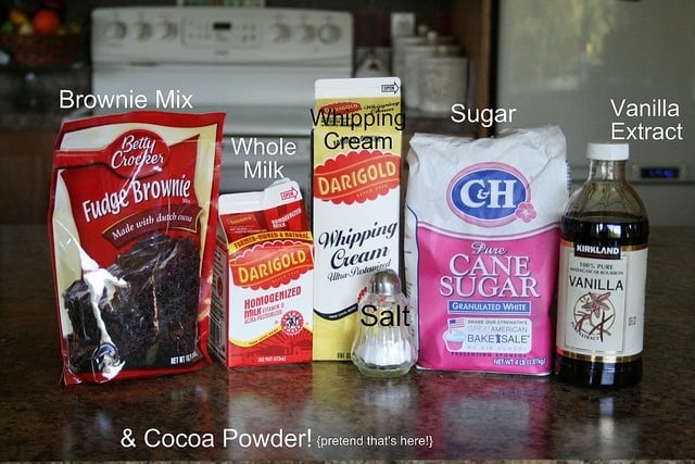 Ingredients for ice cream