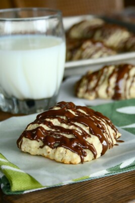 Coconut Almond Scones Drizzled with Chocolate