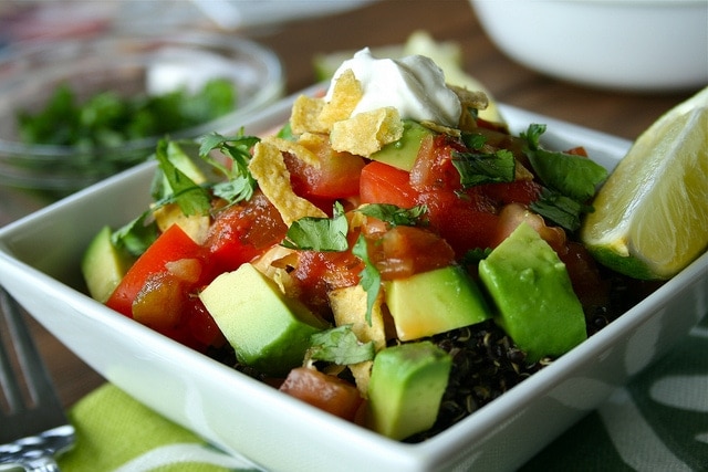 Vegetarian Black Quinoa Taco Salad 