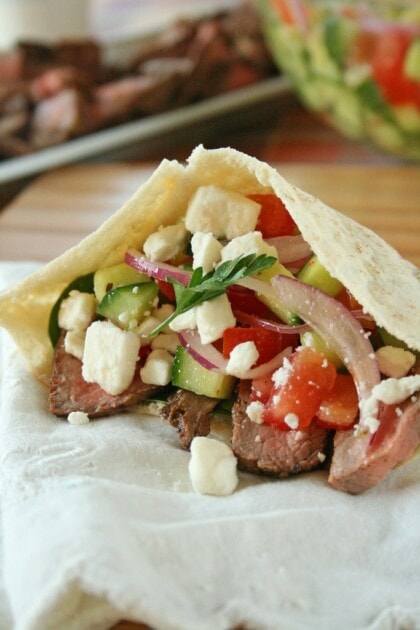 Greek Steak Salad Pita Pocket Recipe - Lauren's Latest