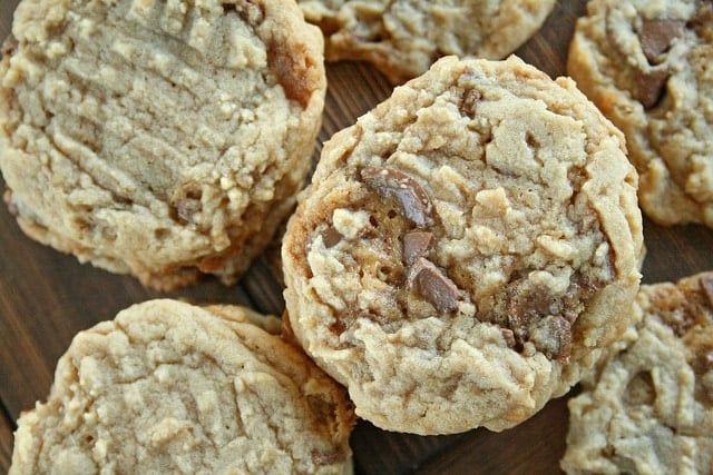 top down view of peanut butter caramel cookies