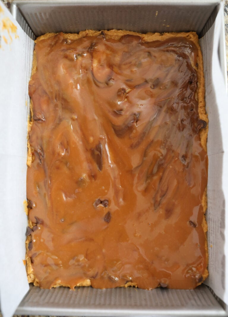 melted caramel layered in blondies