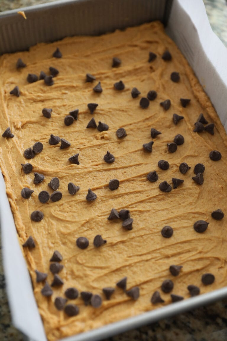 blondie batter with chocolate chips