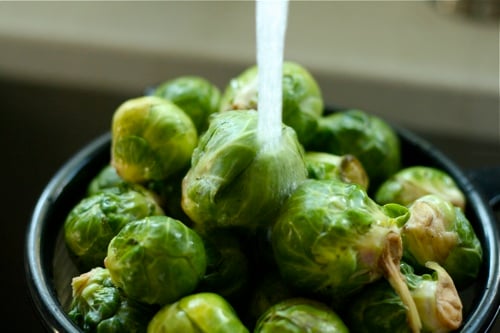 washing brussel sprouts