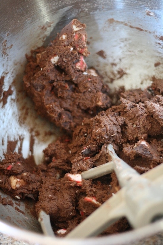 Double Chocolate Candy Cane Kiss Cookie Dough