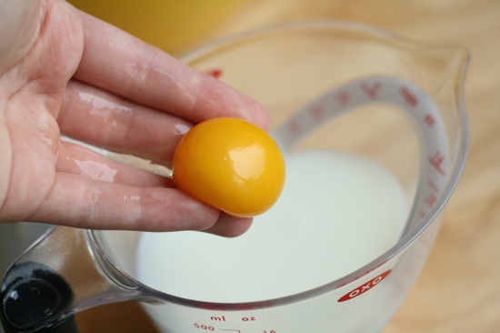 Adding egg to milk