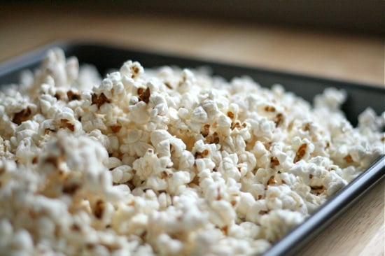 A close up of popcorn