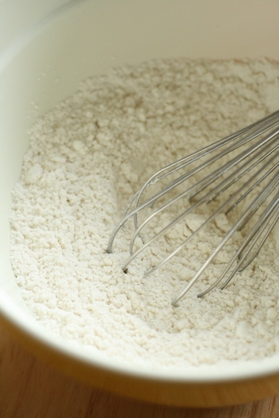 Biscuit dry ingredients in a bowl