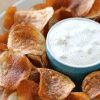 homemade kettle chips with onion dill dip