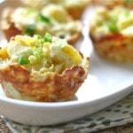 hash brown egg cups on a white plate