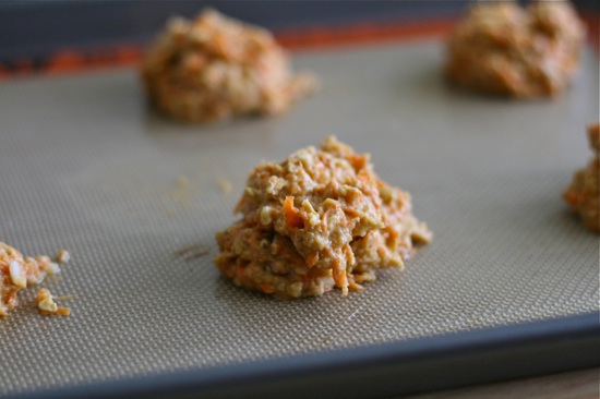 Healthy Carrot & Oat Breakfast Cookie Dough on a baking pan