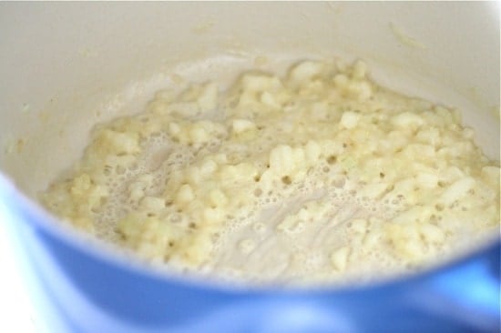 Butter Flour and Onions in a pan