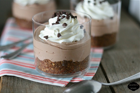 No-Bake Brownie Batter Cheesecakes in plastic cups
