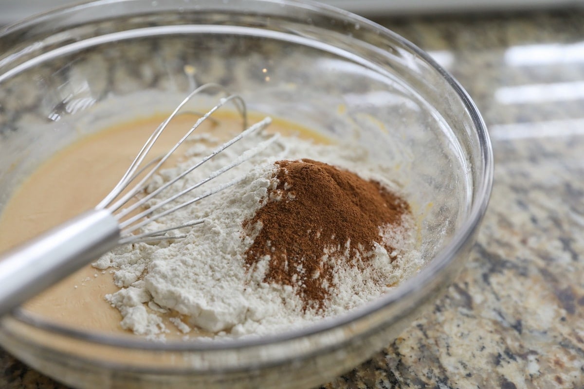 dry ingredients added to wet