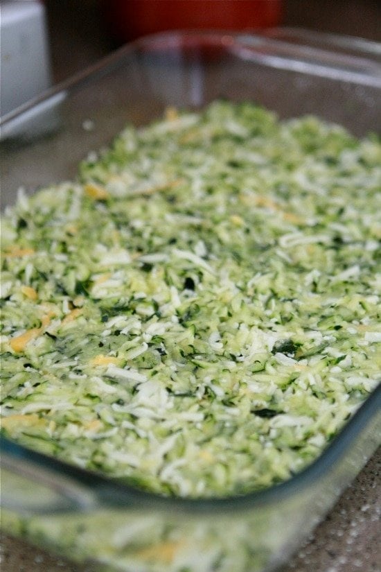zucchini mixture in a baking dish