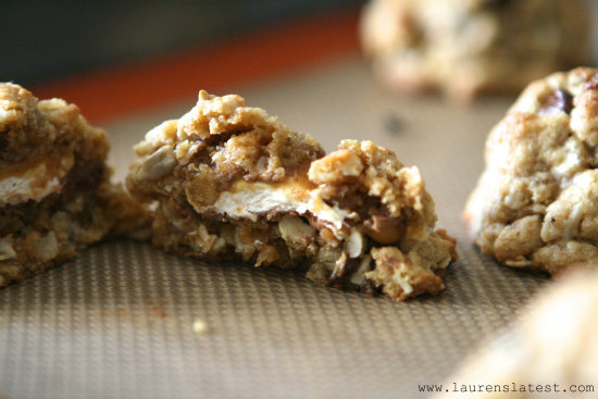 Caramel Apple Milky Way Stuffed Peanut Butter Oatmeal Chocolate Chip Cookies