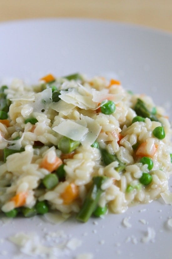 Vegetable Risotto on a white plate