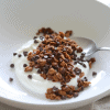 chocolate peanut butter granola with yogurt