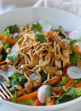 thai chicken salad with peanut dressing