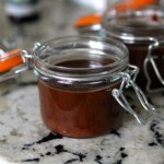 dark chocolate peppermint hot fudge in jars
