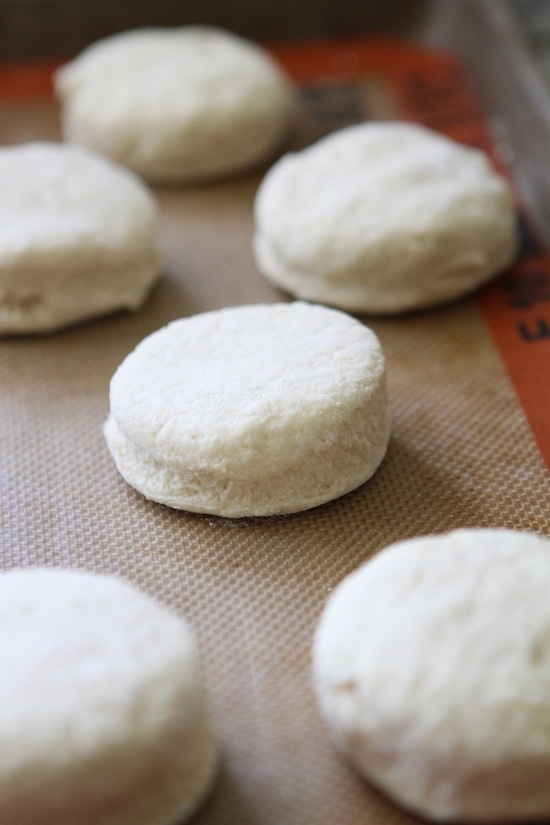 biscuit dough on baking sheet