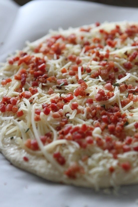 Unbaked Pancetta Pizza