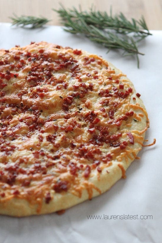 spicy pancetta rosemary pizza