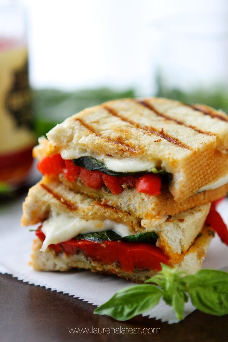 Roasted Red Pepper and Pesto Panini Sandwich - Lauren's Latest