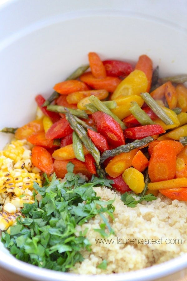 Roasted Veggie and Quinoa Salad from www.laurenslatest.com #eatseasonal