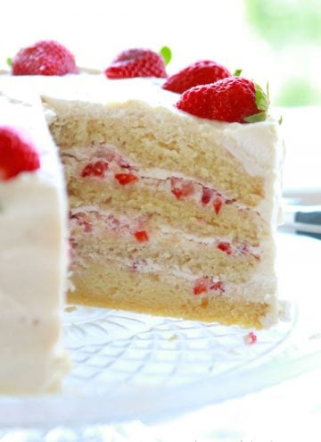 slice out of a strawberry cake