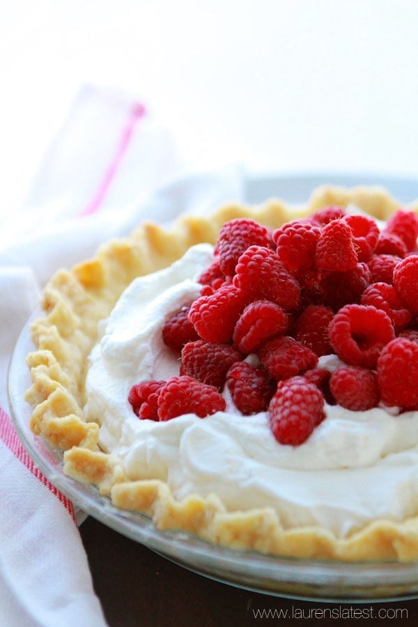 Lemon Cream Pie with Fresh Raspberries
