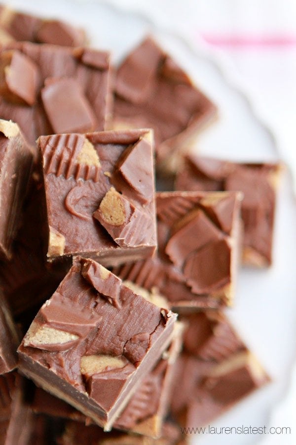 Reese's Peanut Butter Fudge....3 ingredients and 10 minutes is all you need to make this perfect fudge!