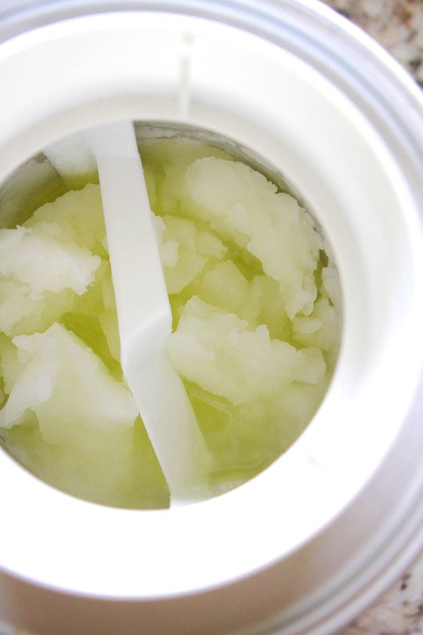 frozen lemonade in an ice cream maker