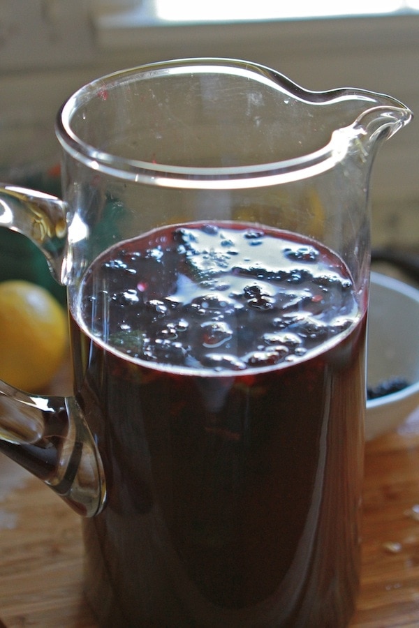 blackberry mint lemonade in pitcher