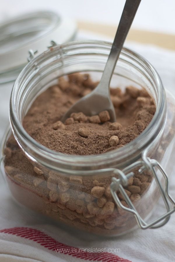 homemade hot chocolate mix in a mason jar