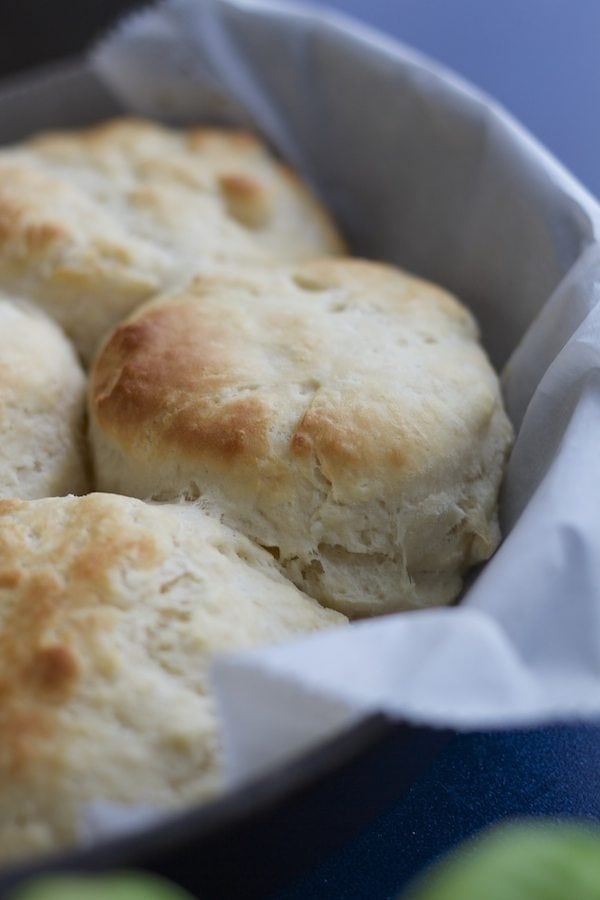baked angel biscuits in a cast iron pan