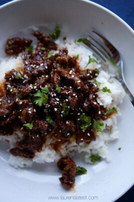 korean beef on top of rice