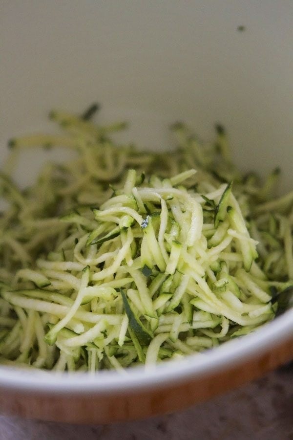 Shredded Zucchini in a bowl