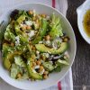 A spring salad with chickpeas and avocado.