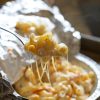 Delicious macaroni and cheese baked in foil.