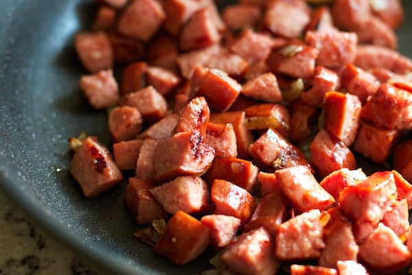 chopped and cooked turkey sausage