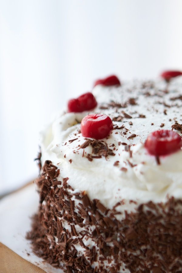 black forest cake side and top