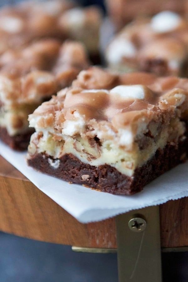 Rocky Road Brownies on parchment paper