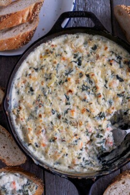 Baked Spinach Artichoke Dip with Shrimp