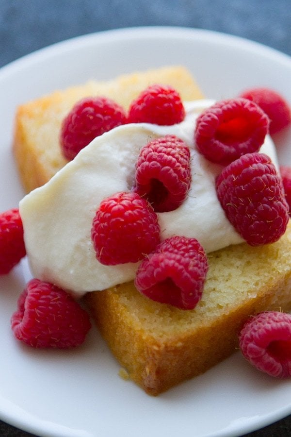 Lemon Butter Cake with raspberries